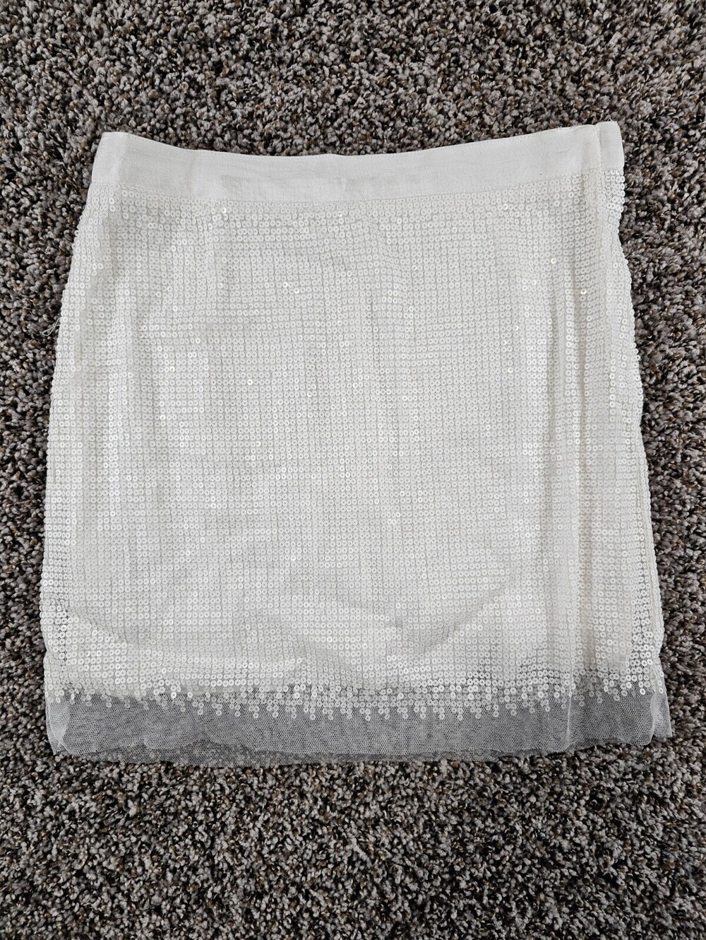 Vintage Y2K Promod Womens Sz S Mini Skirt Pencil White Sequin Formal Party
